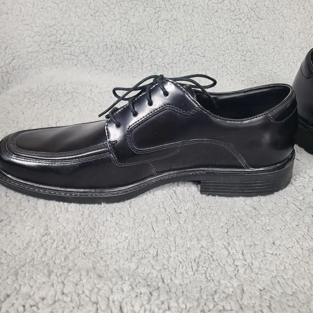 Rockport Men's Dress Shoe Size 10 Apron Toe Oxford Black K57116 Balance Man Made